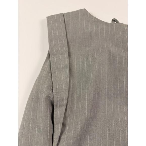 Banana Republic Womens Grey Pinstripe Sleeveless Tie Neck Keyhole Work Top Small - Picture 6 of 11